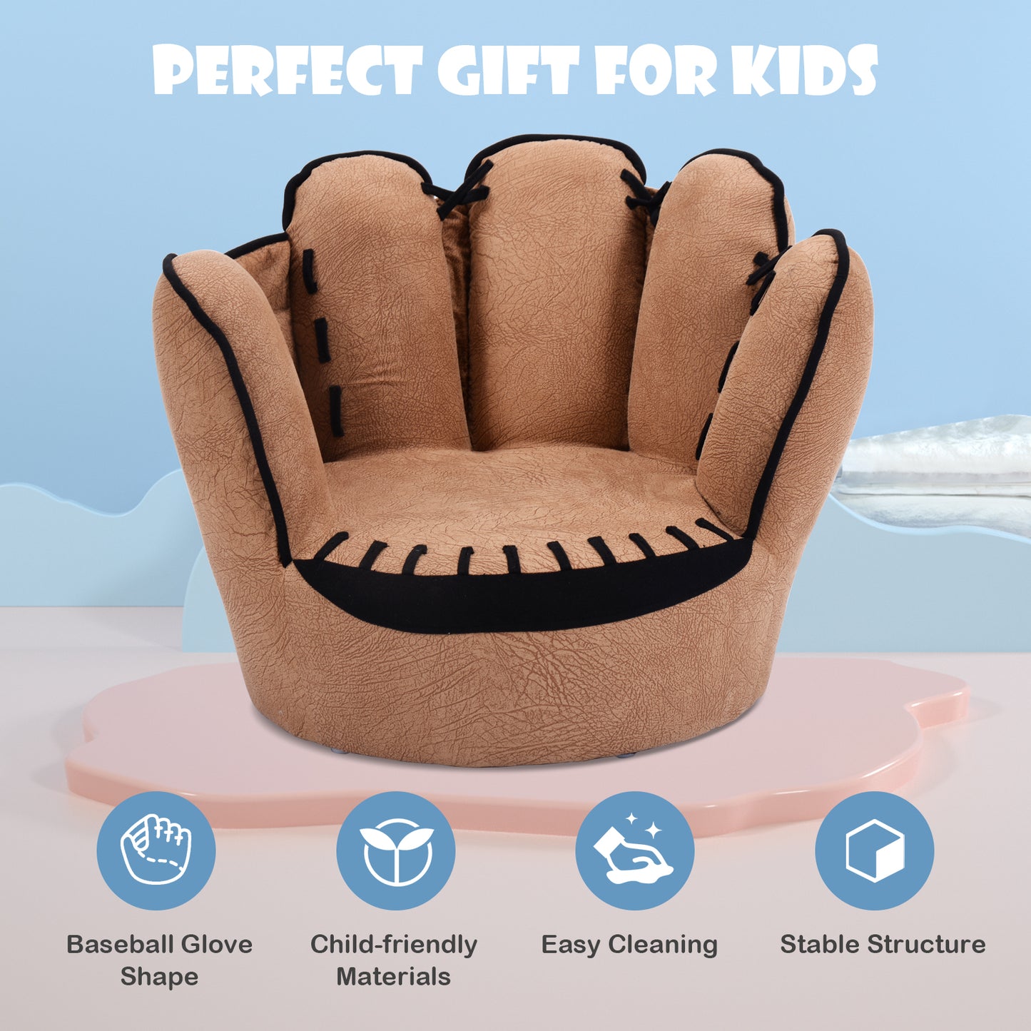 Baseball Glove Kids Sofa Chair - Upholstered Armchair