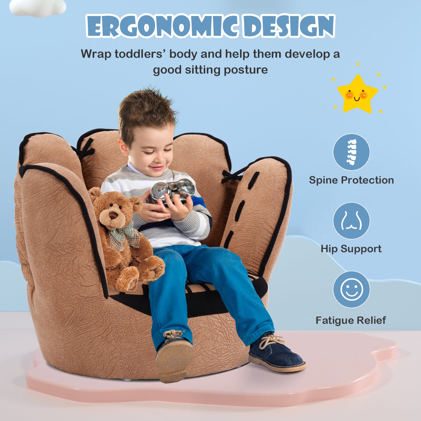 Baseball Glove Kids Sofa Chair - Upholstered Armchair