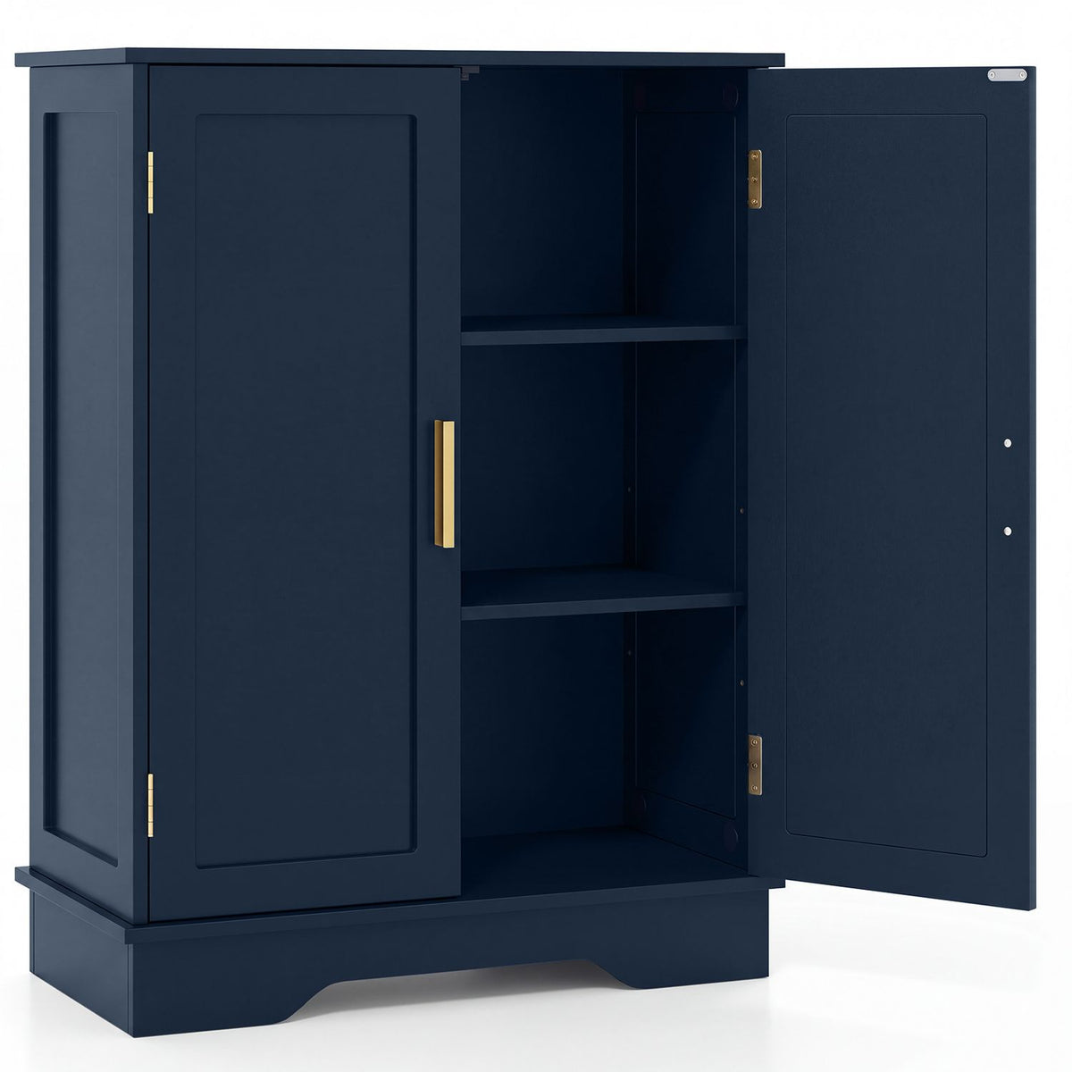 Bathroom Floor Storage Cabinet with 2 Doors and Adjustable Shelves-Blue