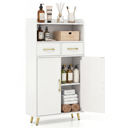 Freestanding Bathroom Storage Cabinet with 2 Drawers & Doors