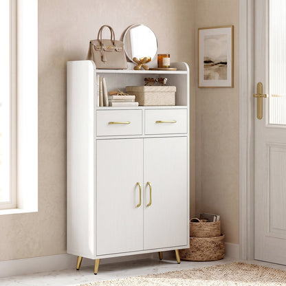 Freestanding Bathroom Storage Cabinet with 2 Drawers & Doors