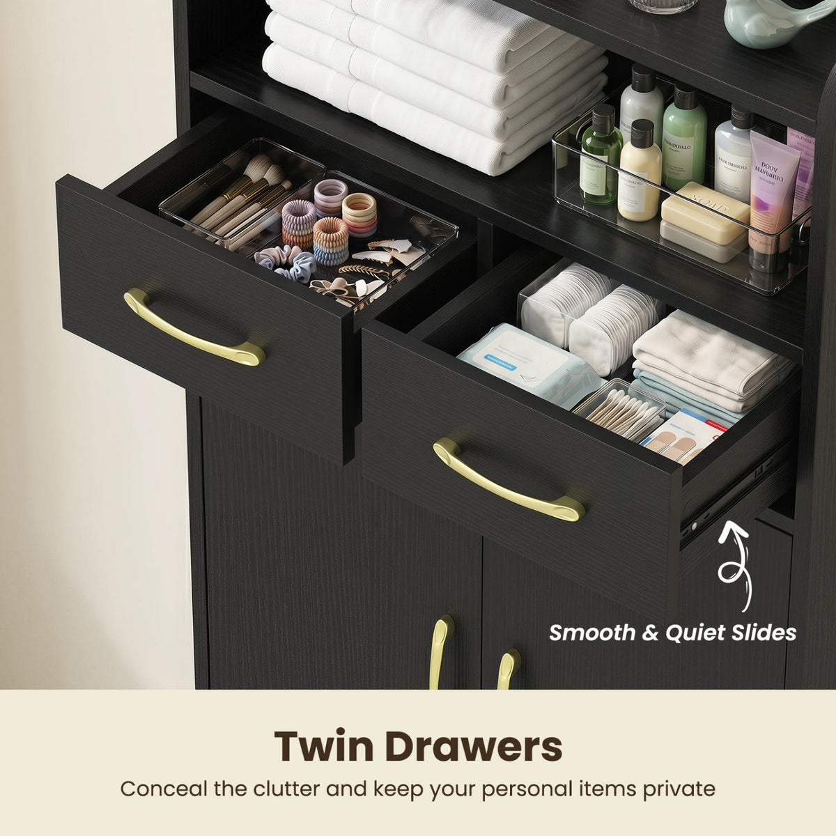 Freestanding Bathroom Storage Cabinet with 2 Drawers & Doors