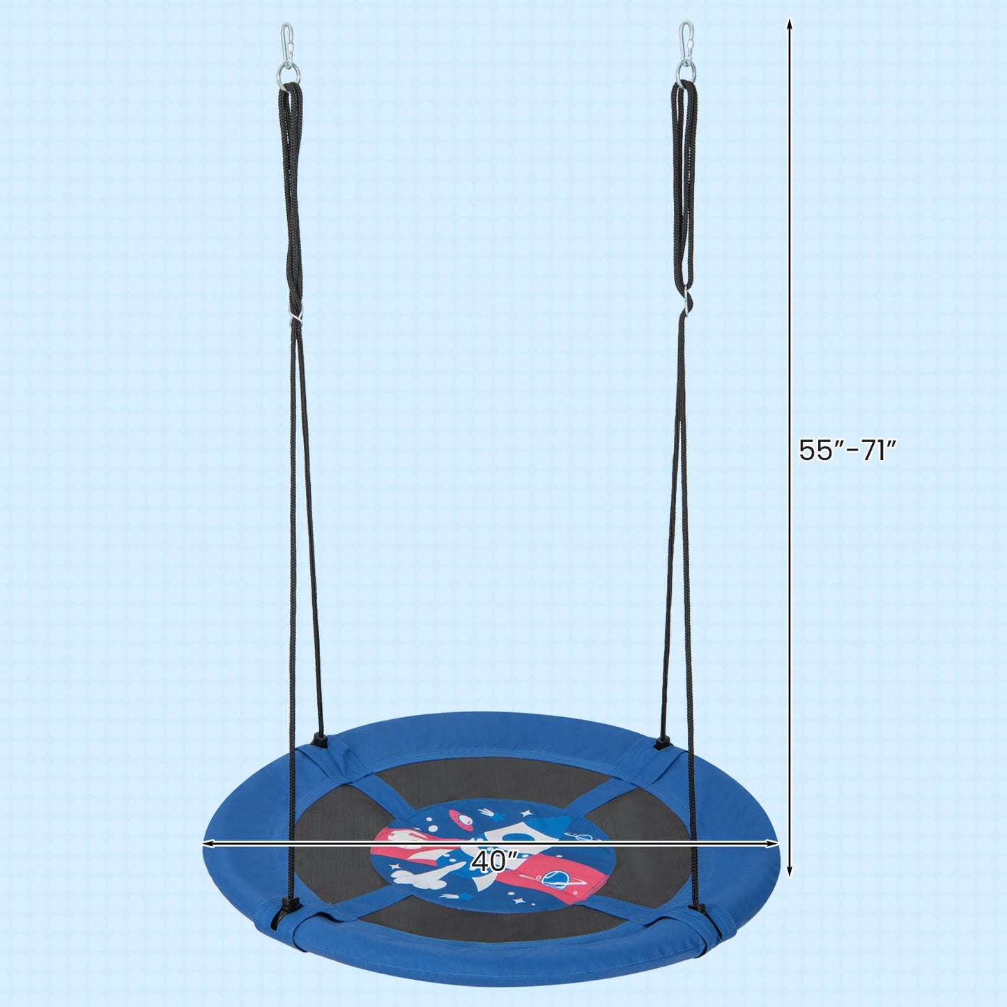 40 Inches Saucer Tree Swing with Adjustable Hanging Ropes and 900D Oxford Fabric