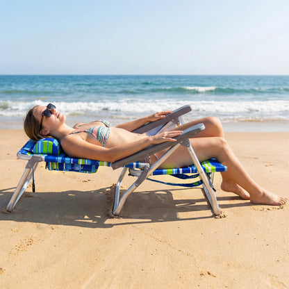 Folding Beach Chairs Set of 2 with 5-Position Backrest