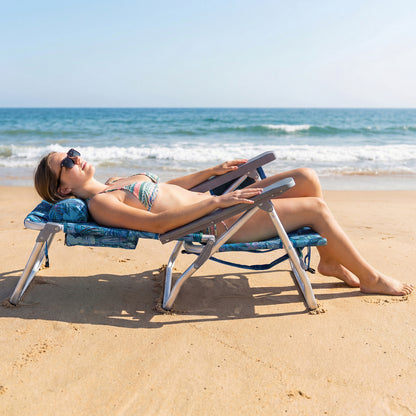 Folding Beach Chairs Set of 2 with 5-Position Backrest