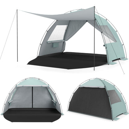 Beach Tent Sun Shelter with Canopy Pop-Up Easy Setup UPF50+ Sun Protection