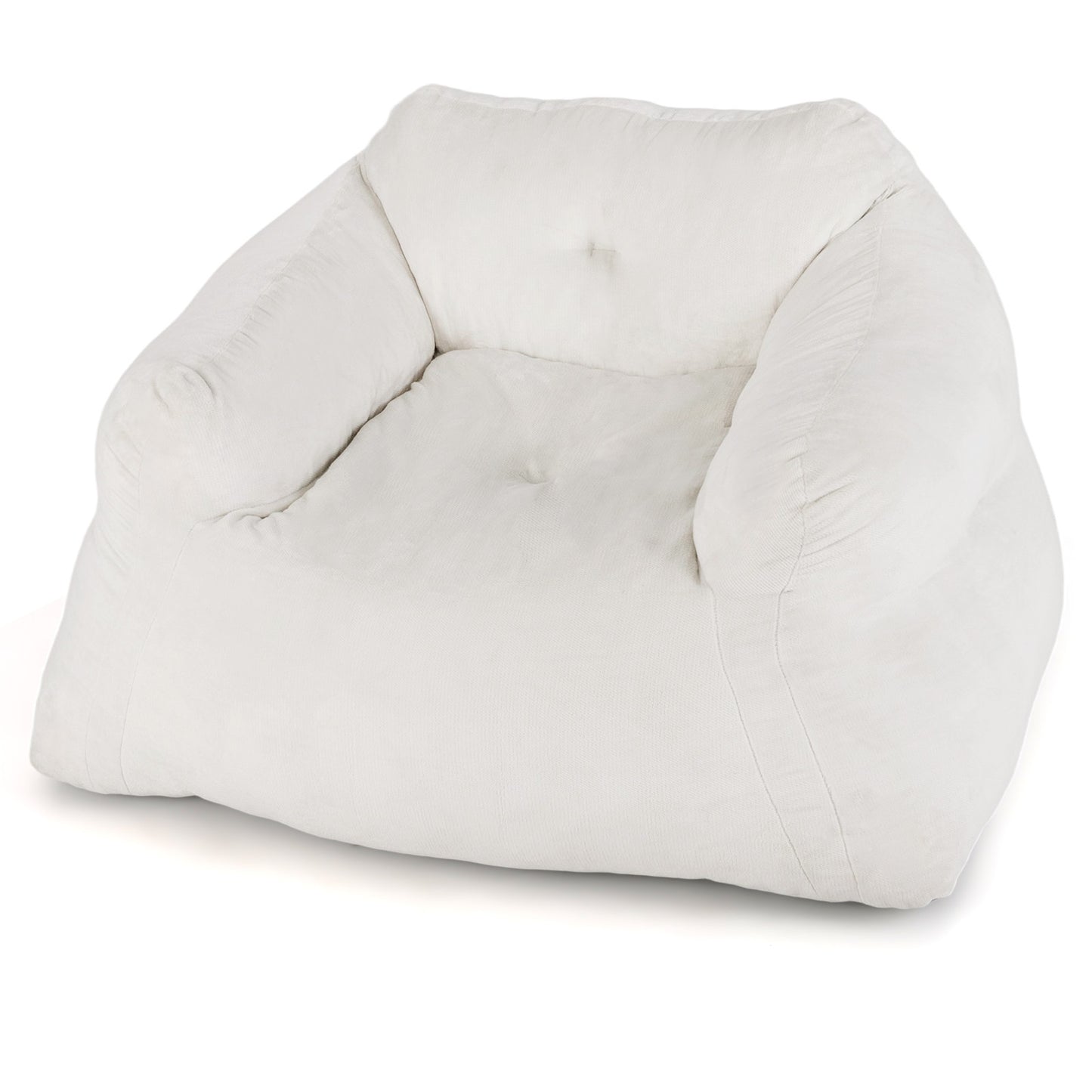 Plush Velvet Bean Bag Chair with Armrests - Beige