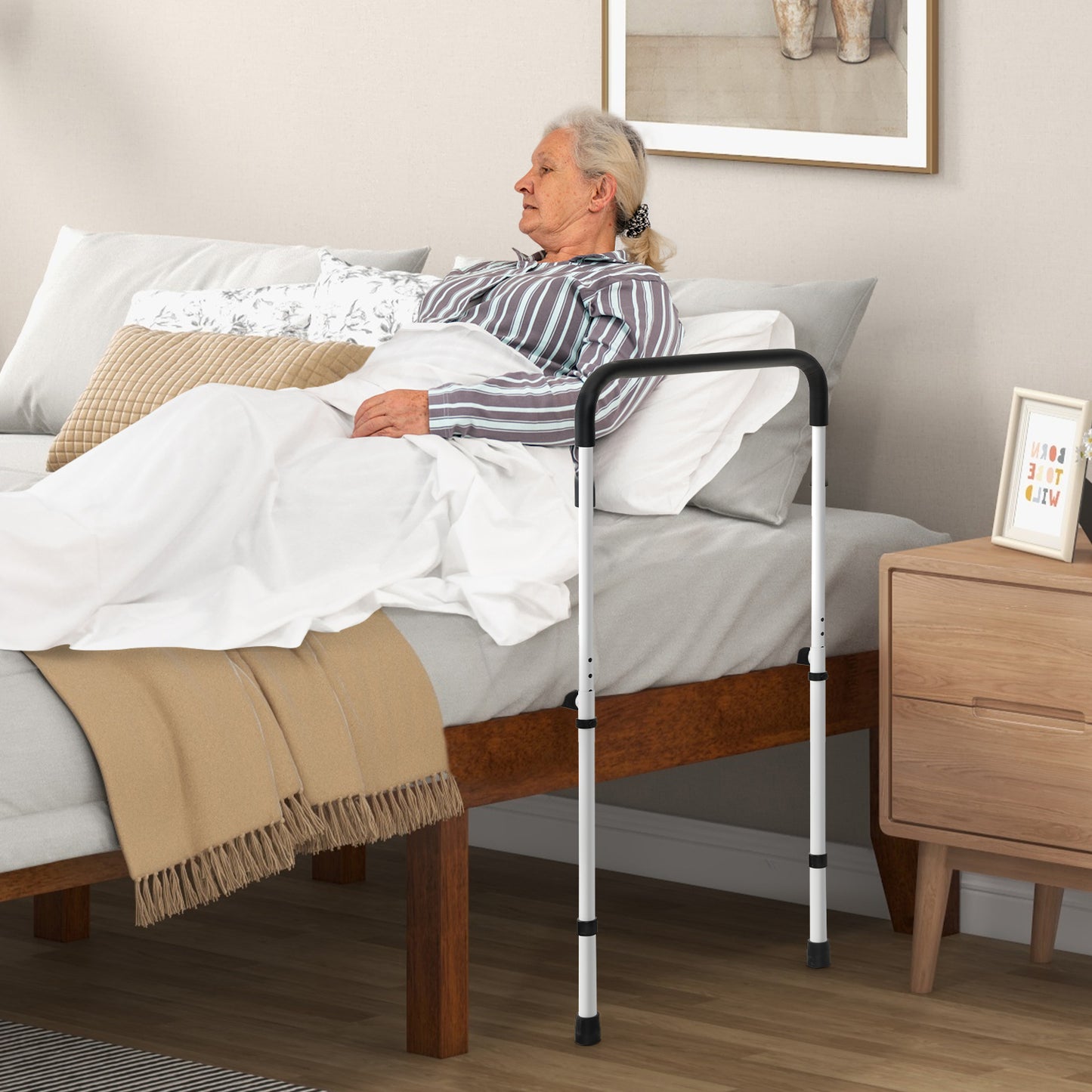 Adjustable Bed Assist Rail with Fall Prevention - 350 lbs