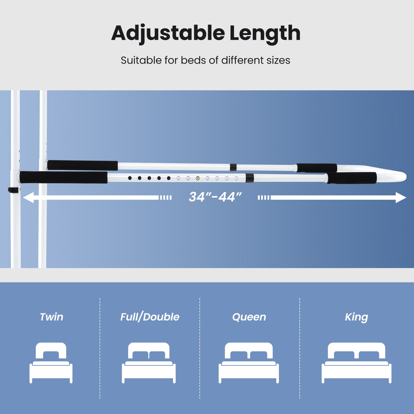 Adjustable Bed Assist Rail with Fall Prevention - 350 lbs
