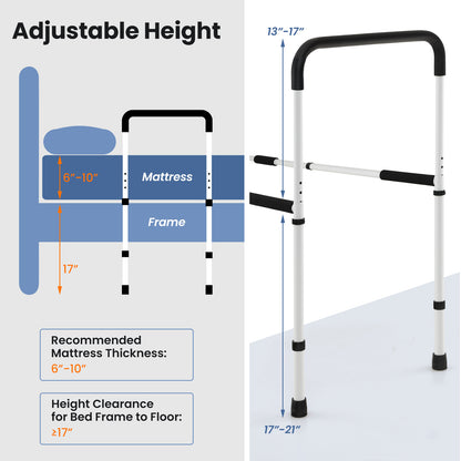 Adjustable Bed Assist Rail with Fall Prevention - 350 lbs