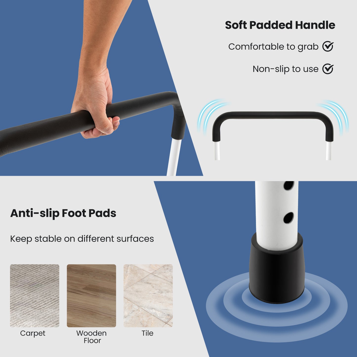 Adjustable Bed Assist Rail with Fall Prevention - 350 lbs