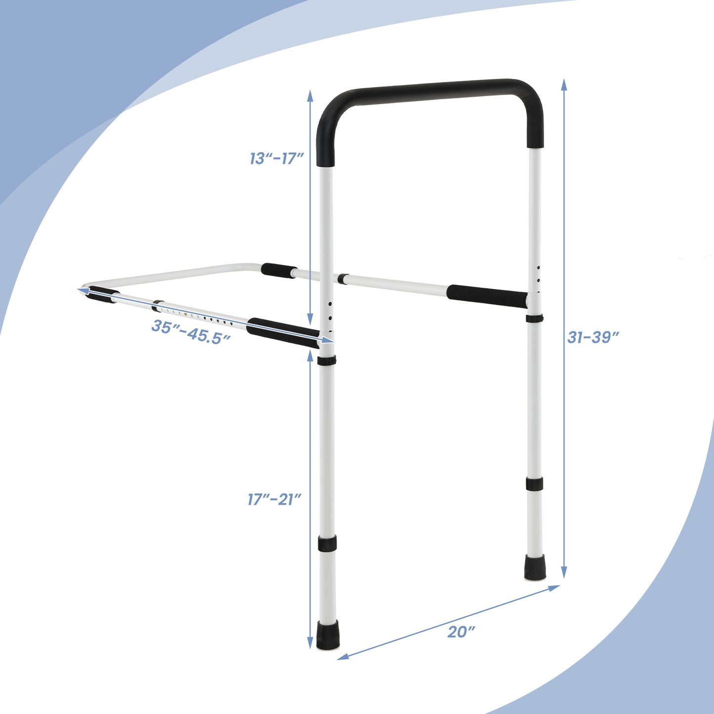 Adjustable Bed Assist Rail with Fall Prevention - 350 lbs
