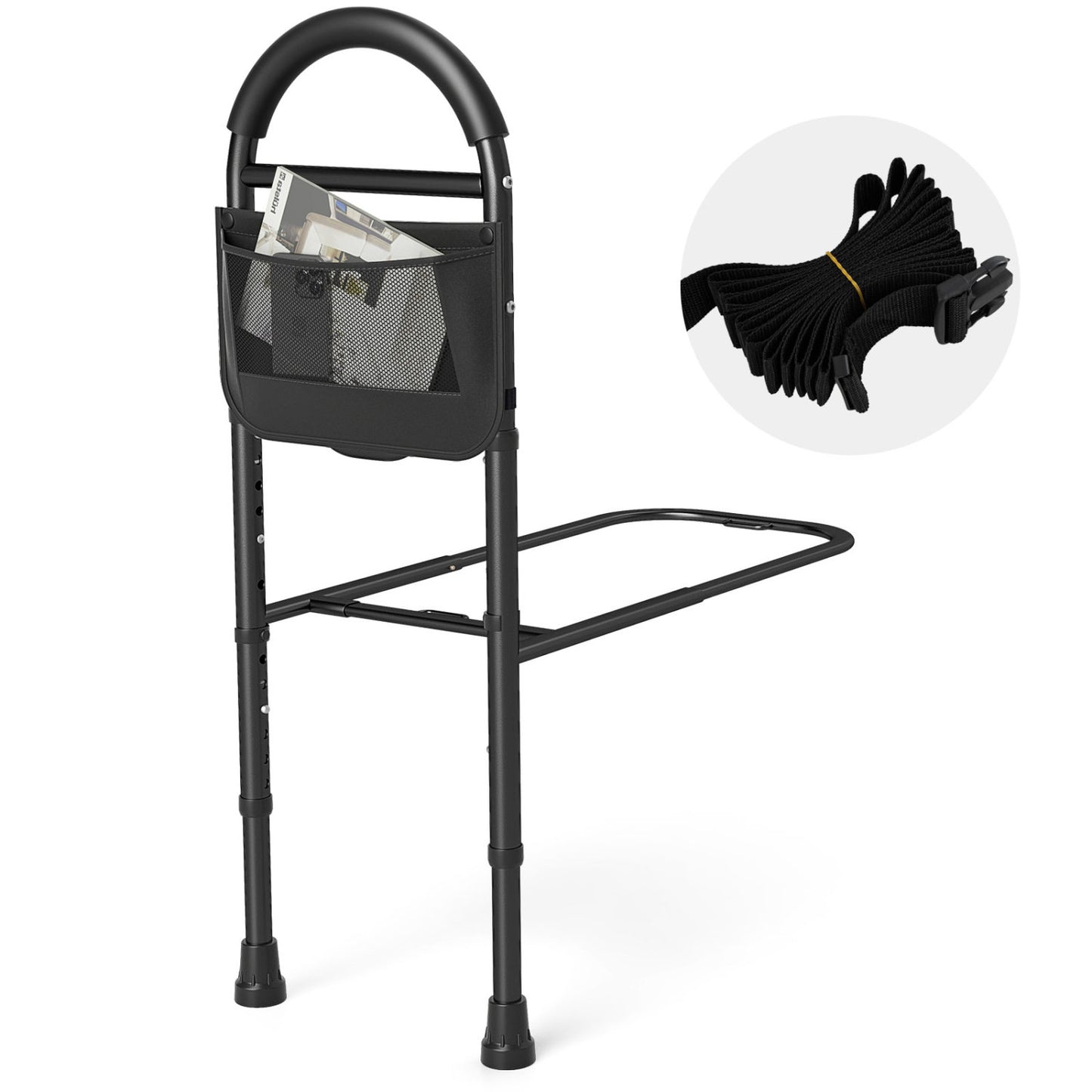 Adjustable Bed Rails for Elderly Adults with Safety Strap
