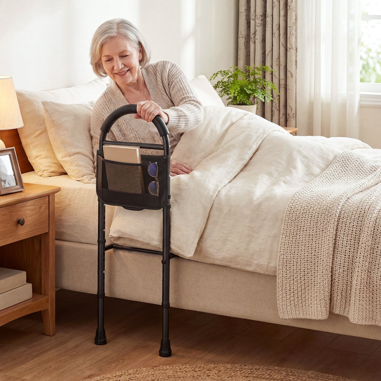 Adjustable Bed Rails for Elderly Adults with Safety Strap