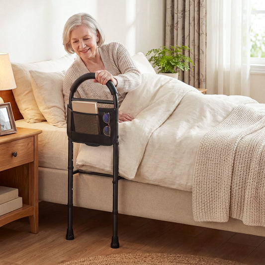 Adjustable Bed Rails for Elderly Adults with Safety Strap