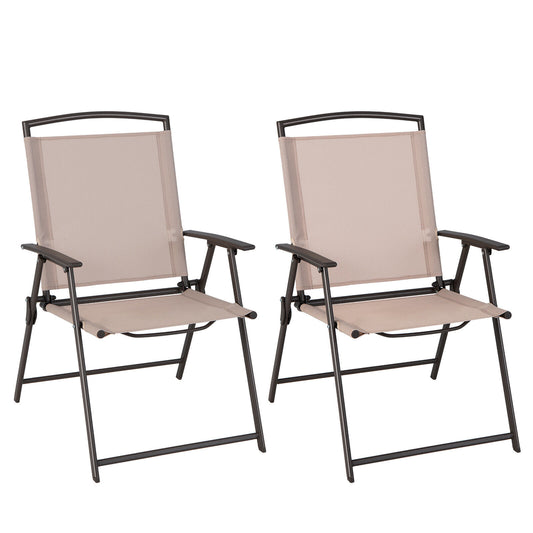 Patio Dining Chairs Set of 2 with Armrests - Foldable Steel