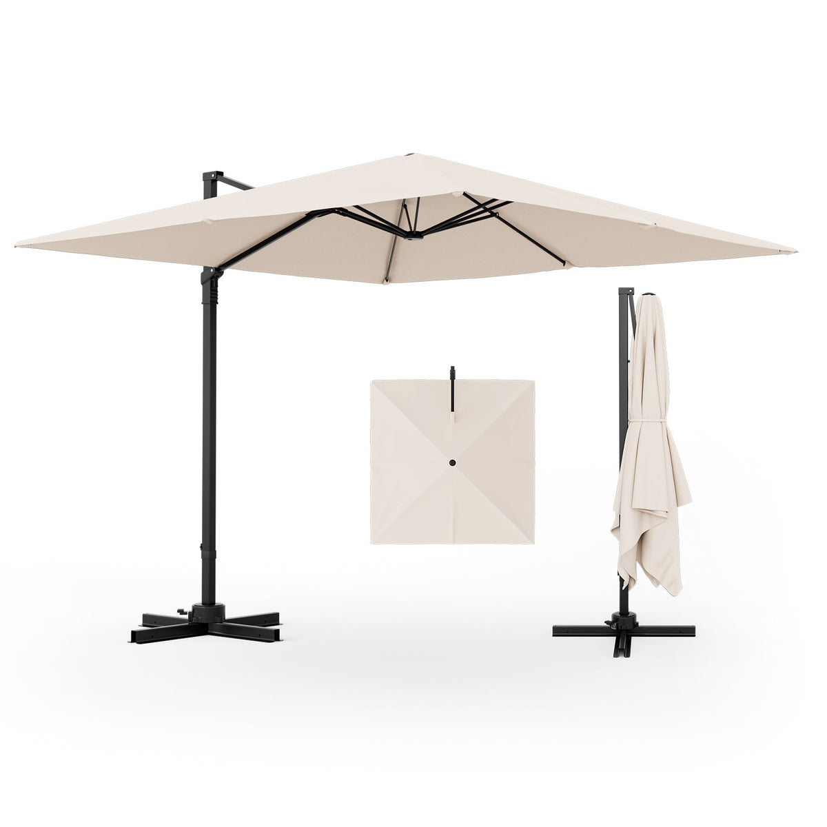 9.5 Feet Square Patio Cantilever Umbrella with 360° Rotation