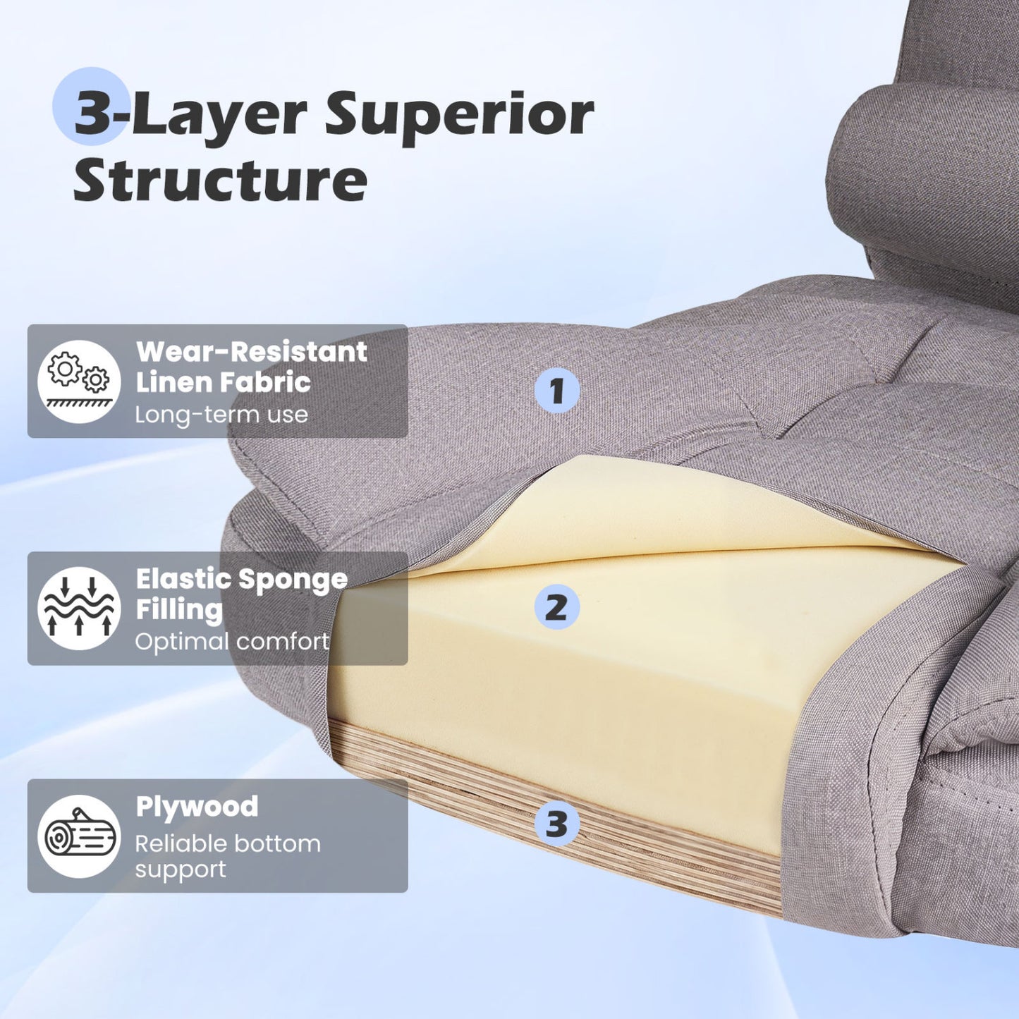 Executive Office Chair with Adjustable Height & Reclining Back