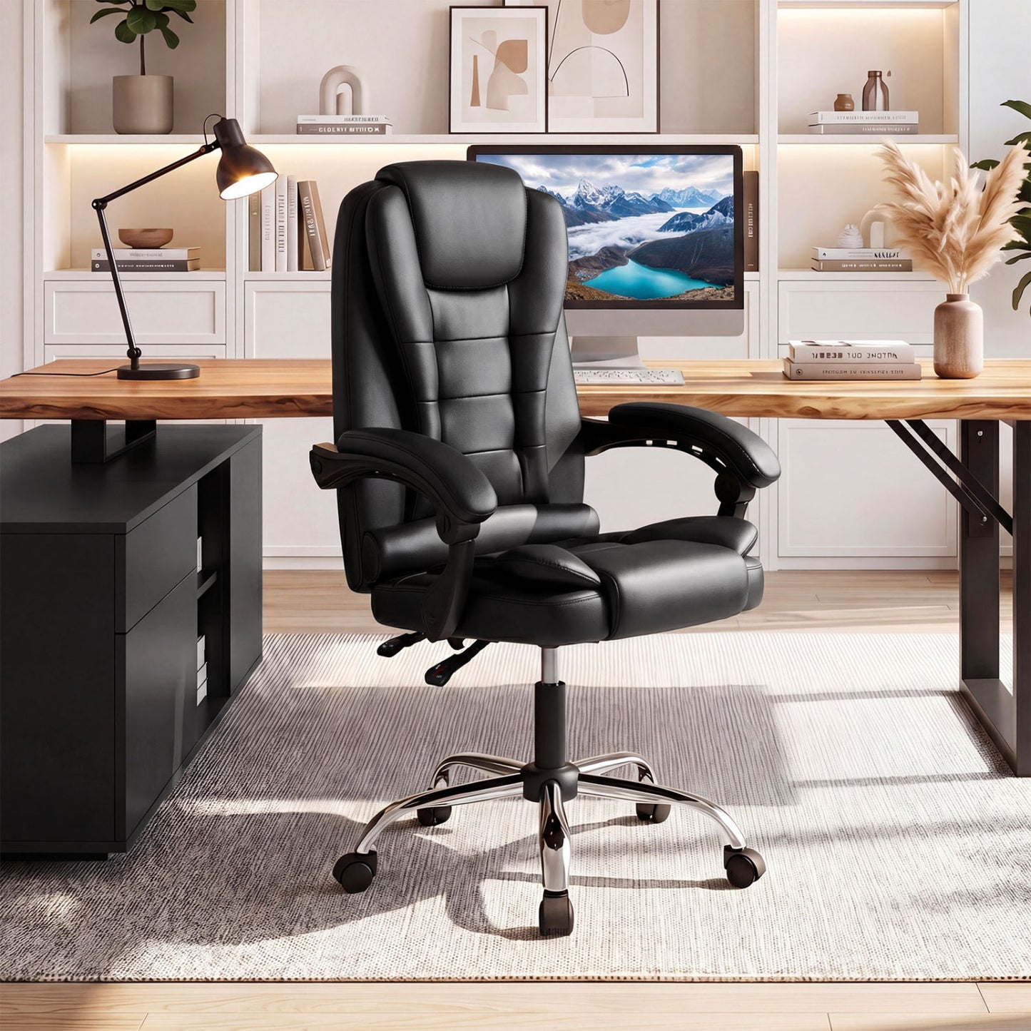 Executive Office Chair with Adjustable Height & Reclining Back