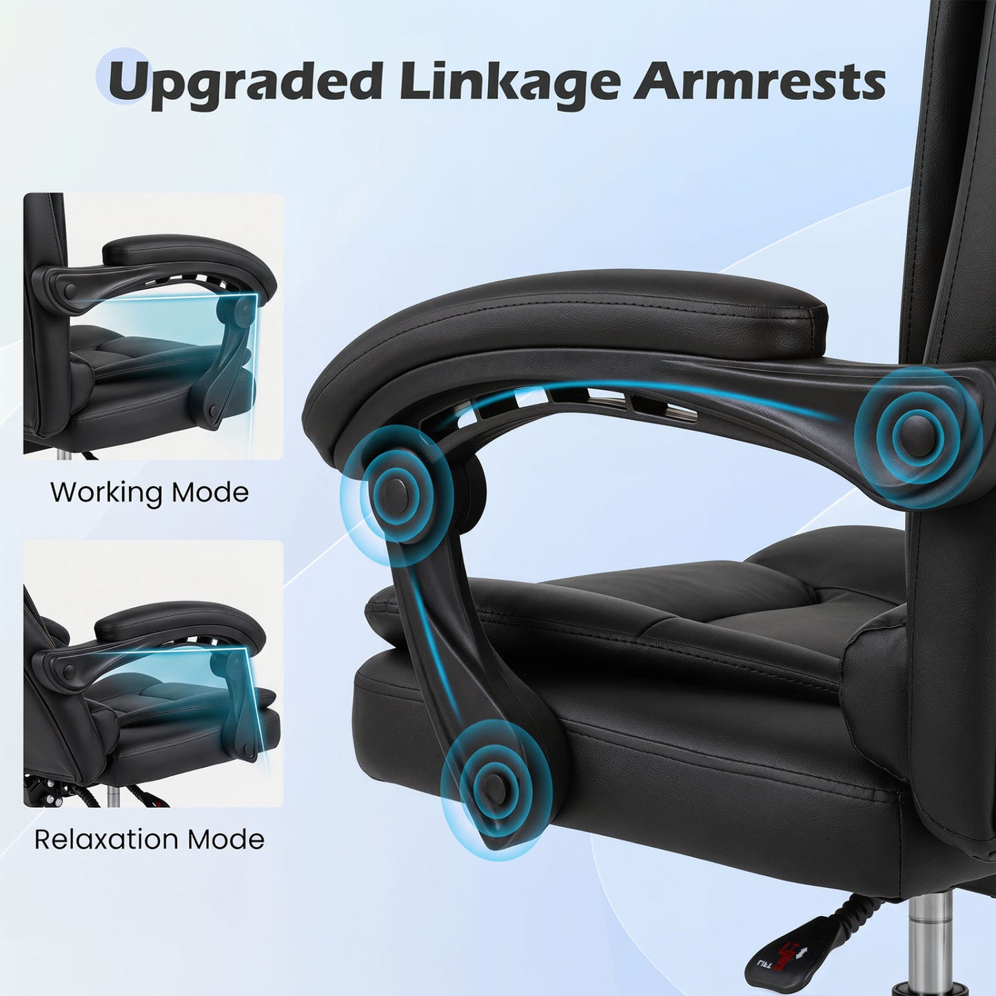 Executive Office Chair with Adjustable Height & Reclining Back