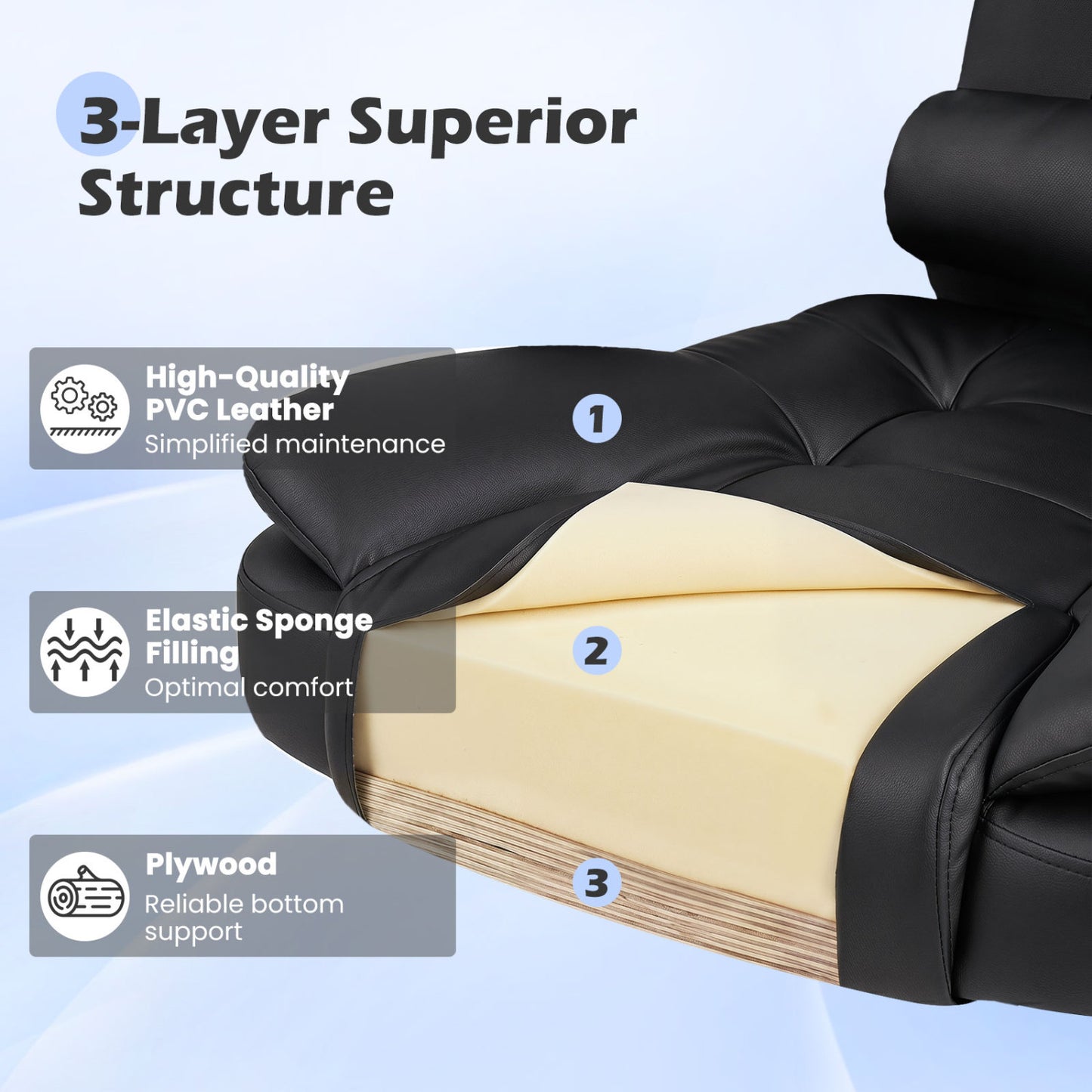 Executive Office Chair with Adjustable Height & Reclining Back