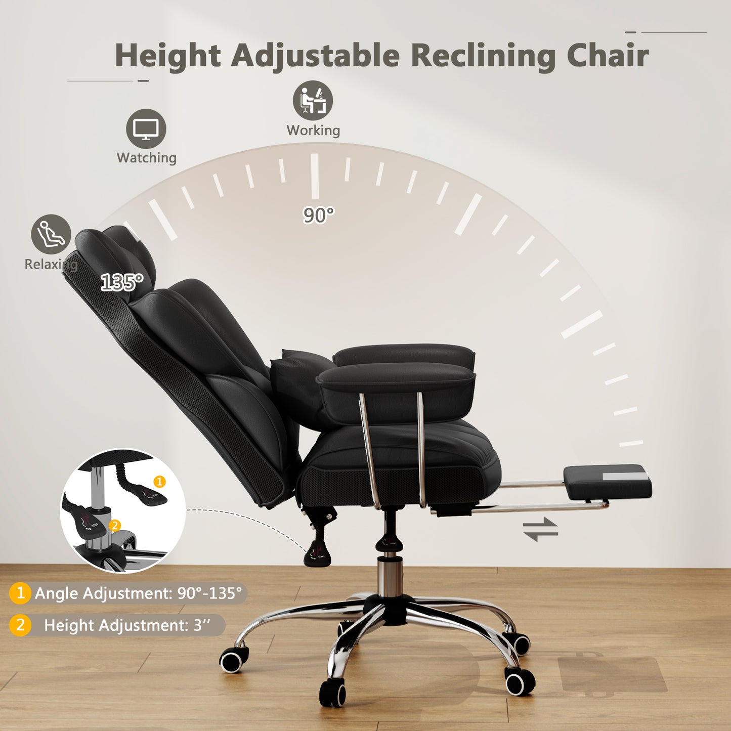 Big and Tall Executive Office Chair with Footrest