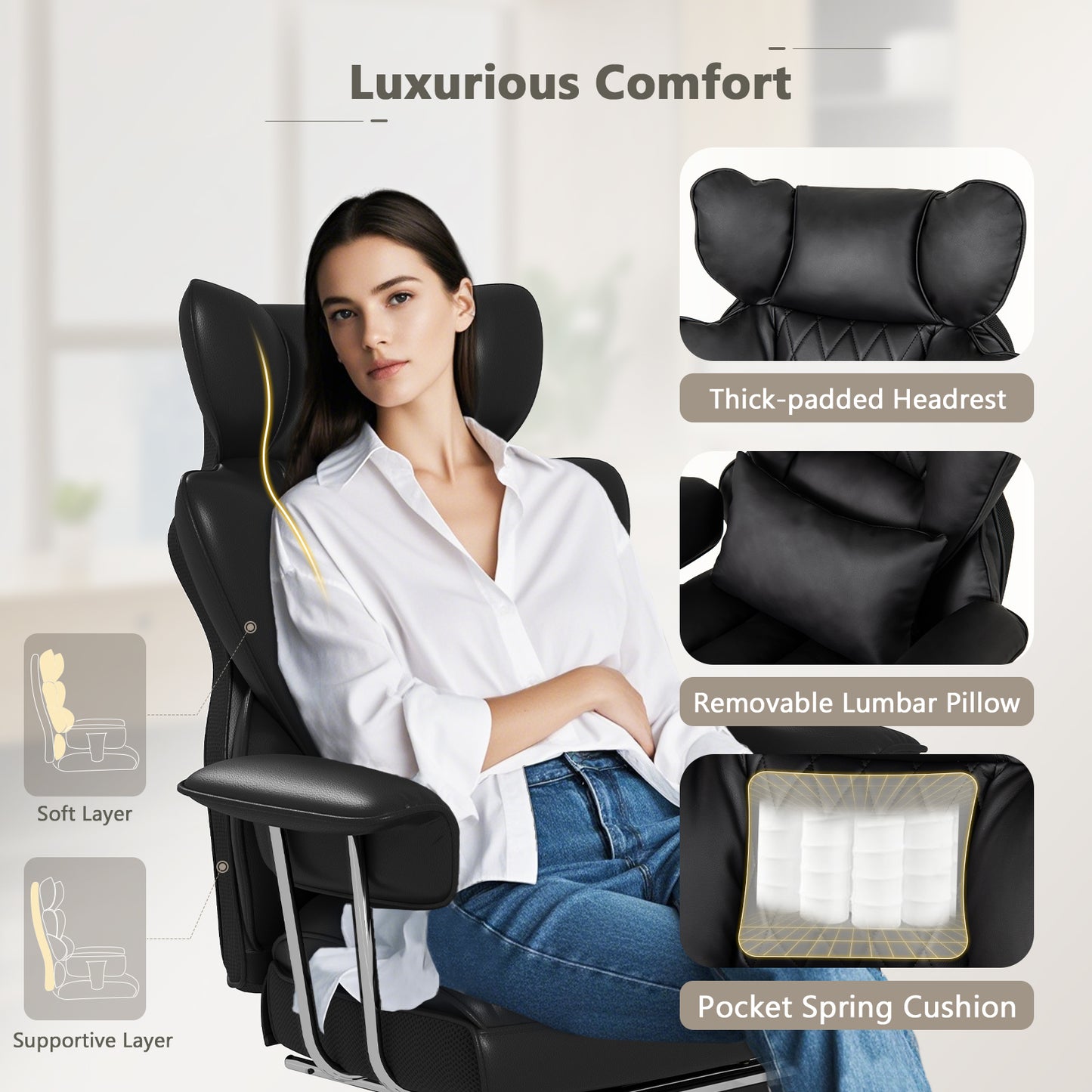 Big and Tall Executive Office Chair with Footrest