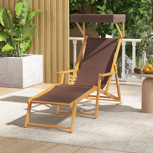 Foldable Chaise Lounge Chair with Adjustable Canopy