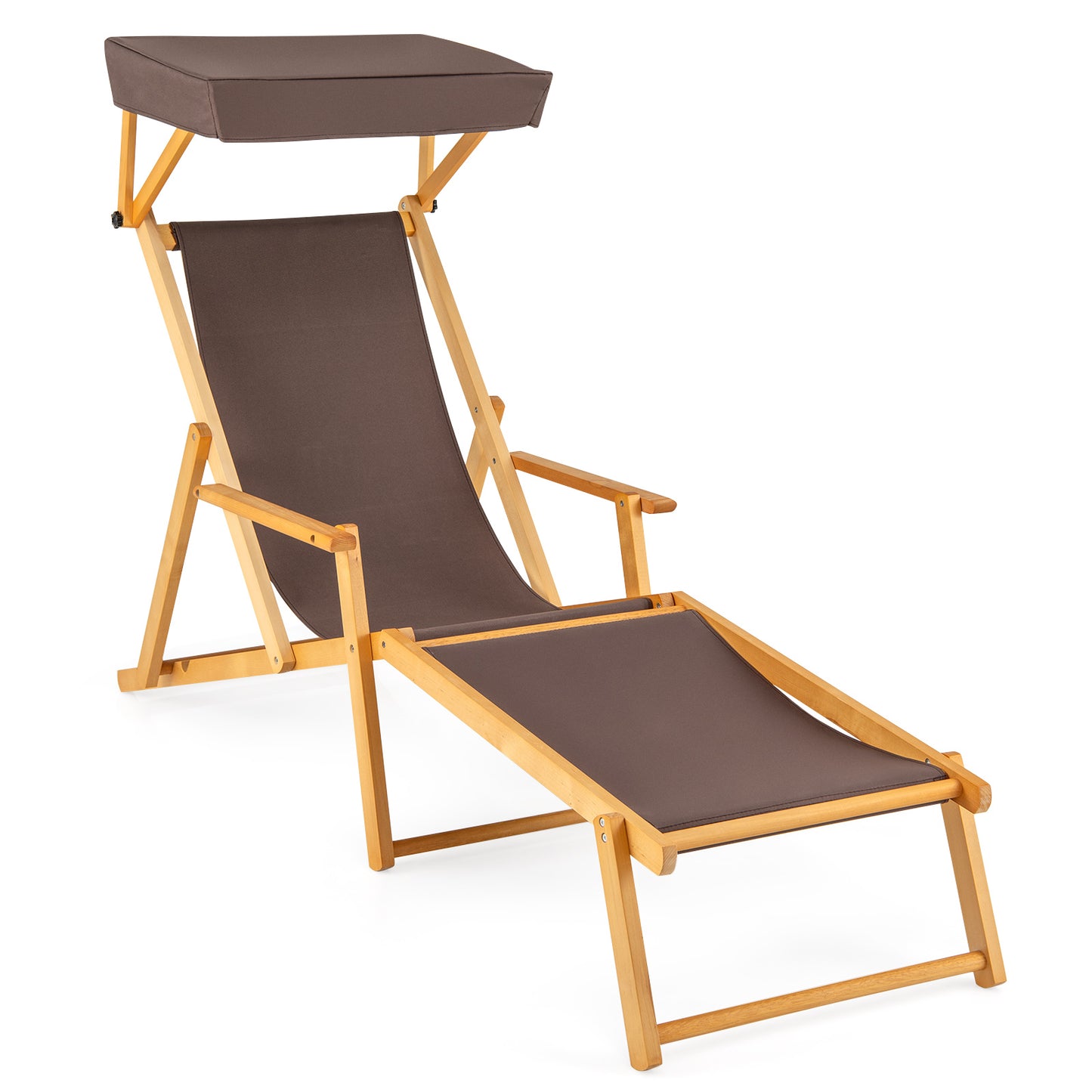 Foldable Chaise Lounge Chair with Adjustable Canopy
