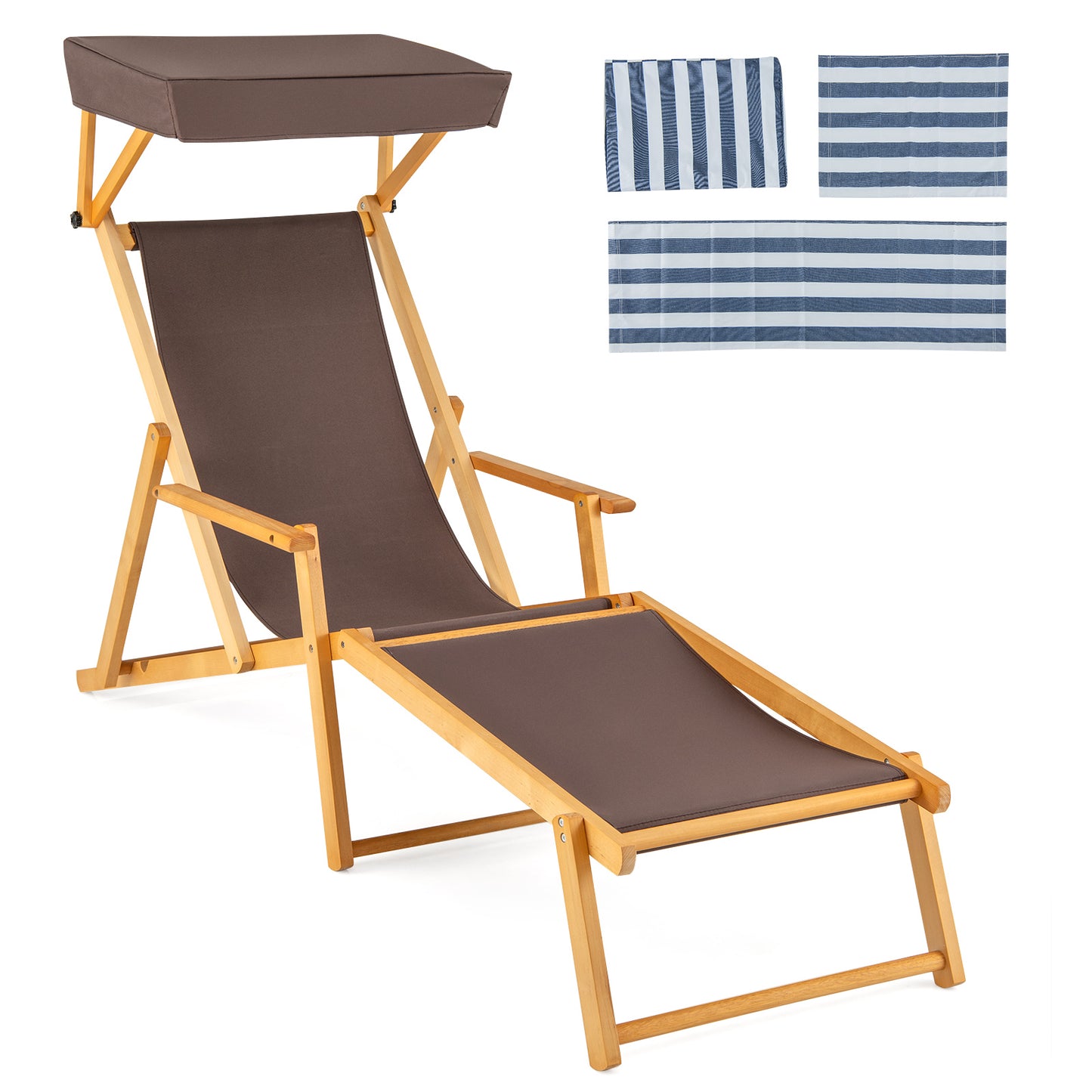 Foldable Chaise Lounge Chair with Adjustable Canopy