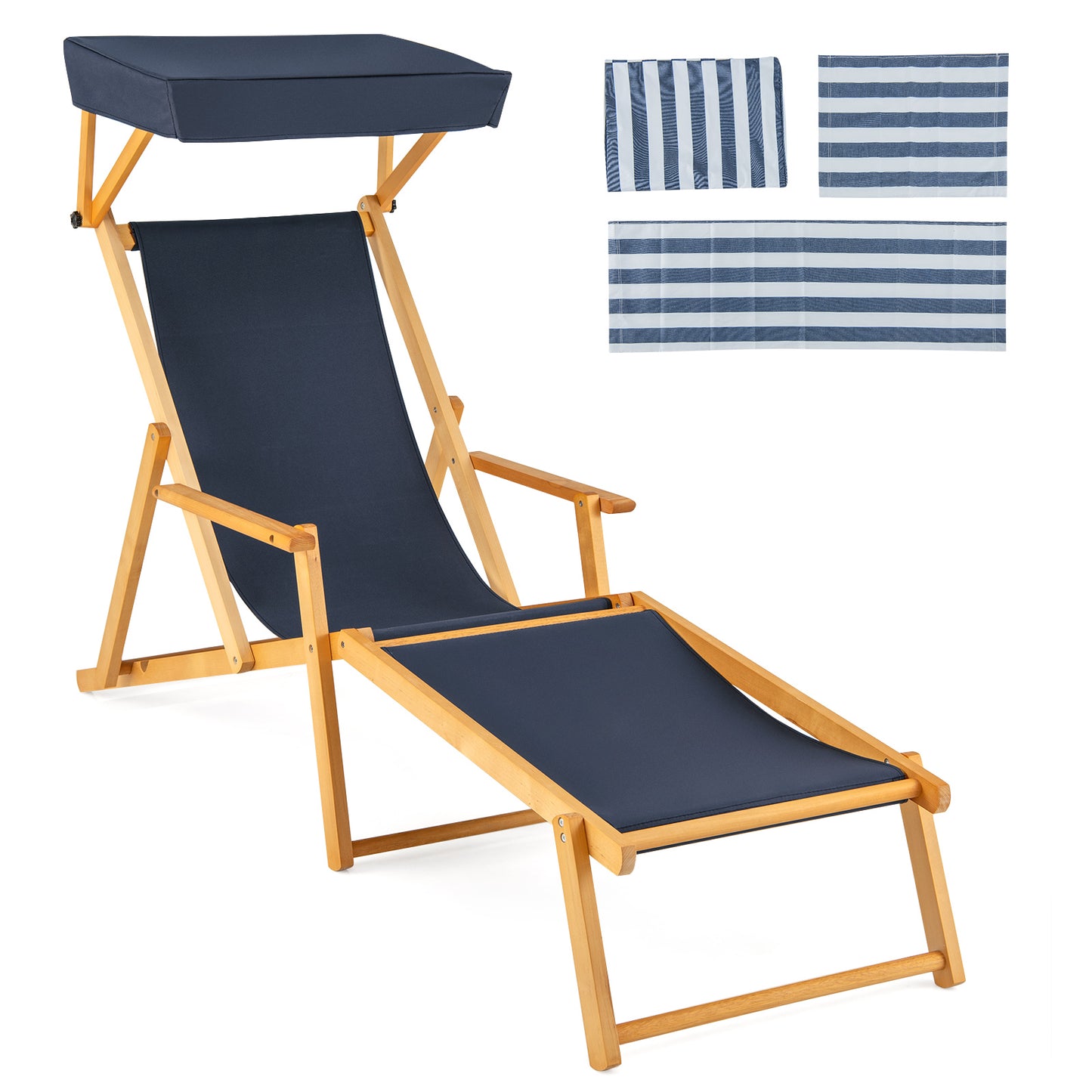 Foldable Chaise Lounge Chair with Adjustable Canopy