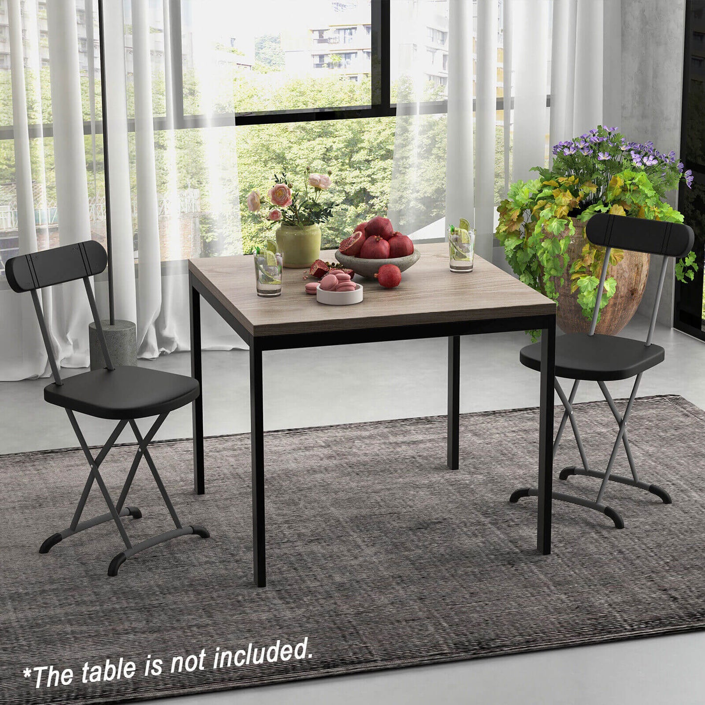 Folding Patio Dining Chairs Set of 2 with Ergonomic Backrest