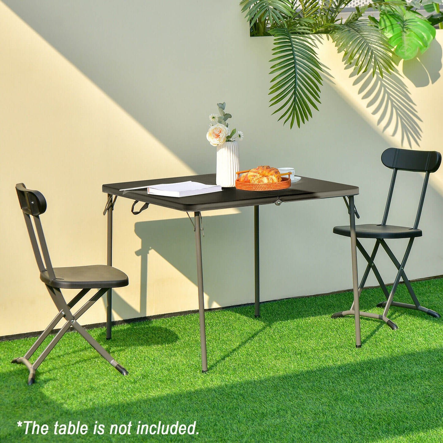 Folding Patio Dining Chairs Set of 2 with Ergonomic Backrest