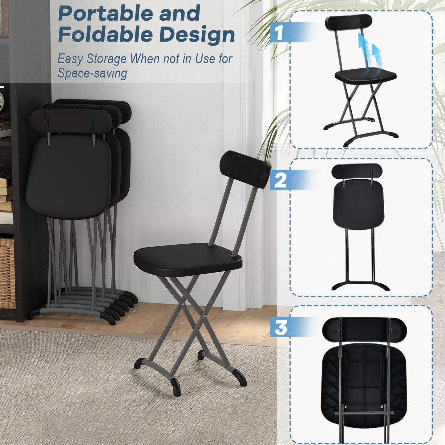 Folding Patio Dining Chairs Set of 2 with Ergonomic Backrest