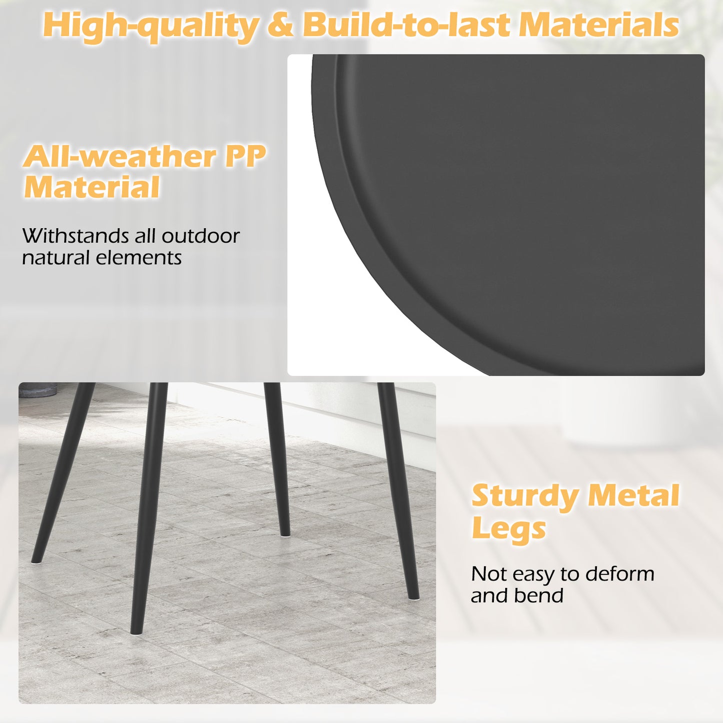 3-Piece Patio Conversation Set with Metal Frame and PP Seats