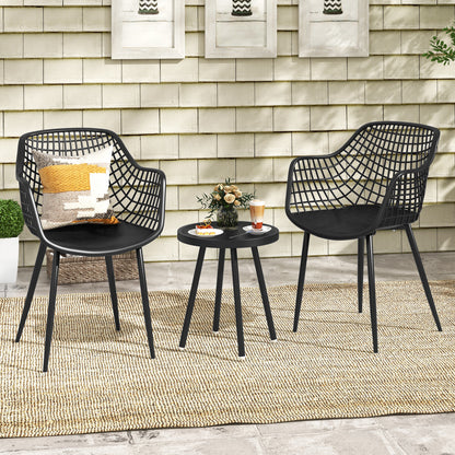 3-Piece Patio Conversation Set with Metal Frame and PP Seats