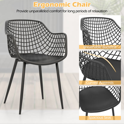 3-Piece Patio Conversation Set with Metal Frame and PP Seats