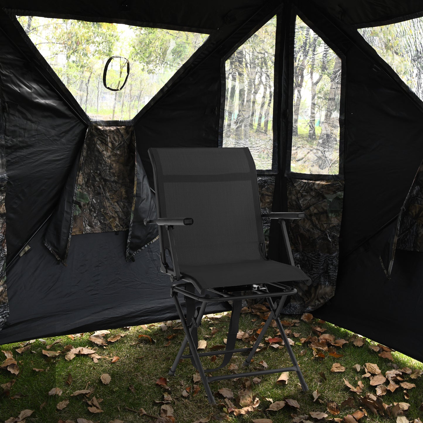 Foldable Swivel Hunting Chair with Mesh Back