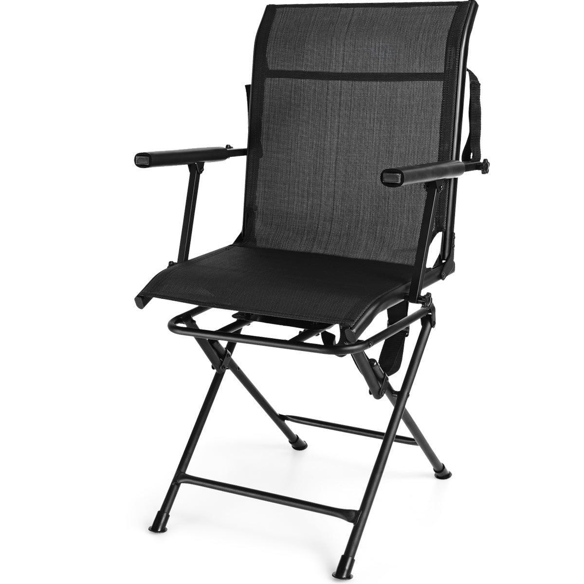 Foldable Swivel Hunting Chair with Mesh Back