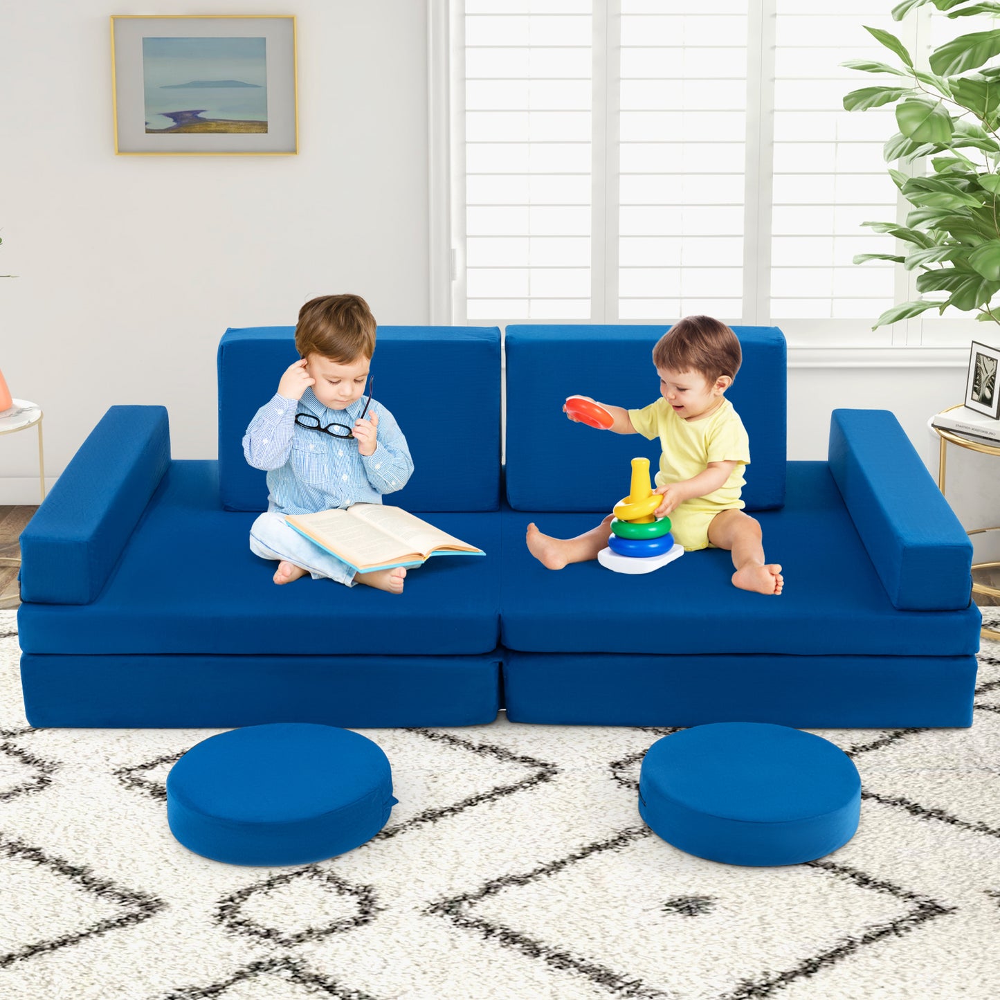 Kids Modular Play Couch 10-Piece Foam Sofa Set