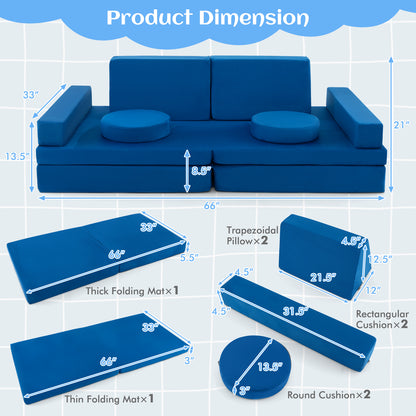 Kids Modular Play Couch 10-Piece Foam Sofa Set