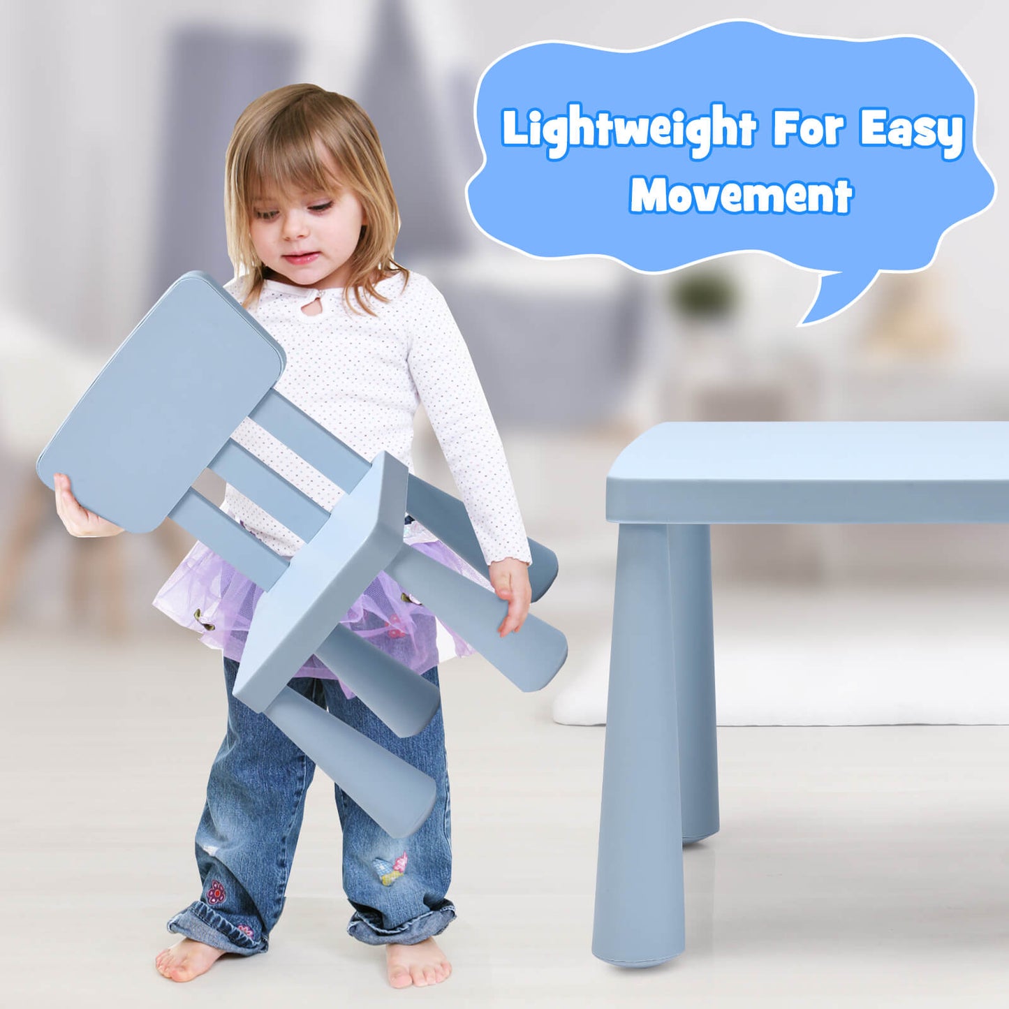 Kids Table and Chair Set - 3 Piece Multi Activity Play Set