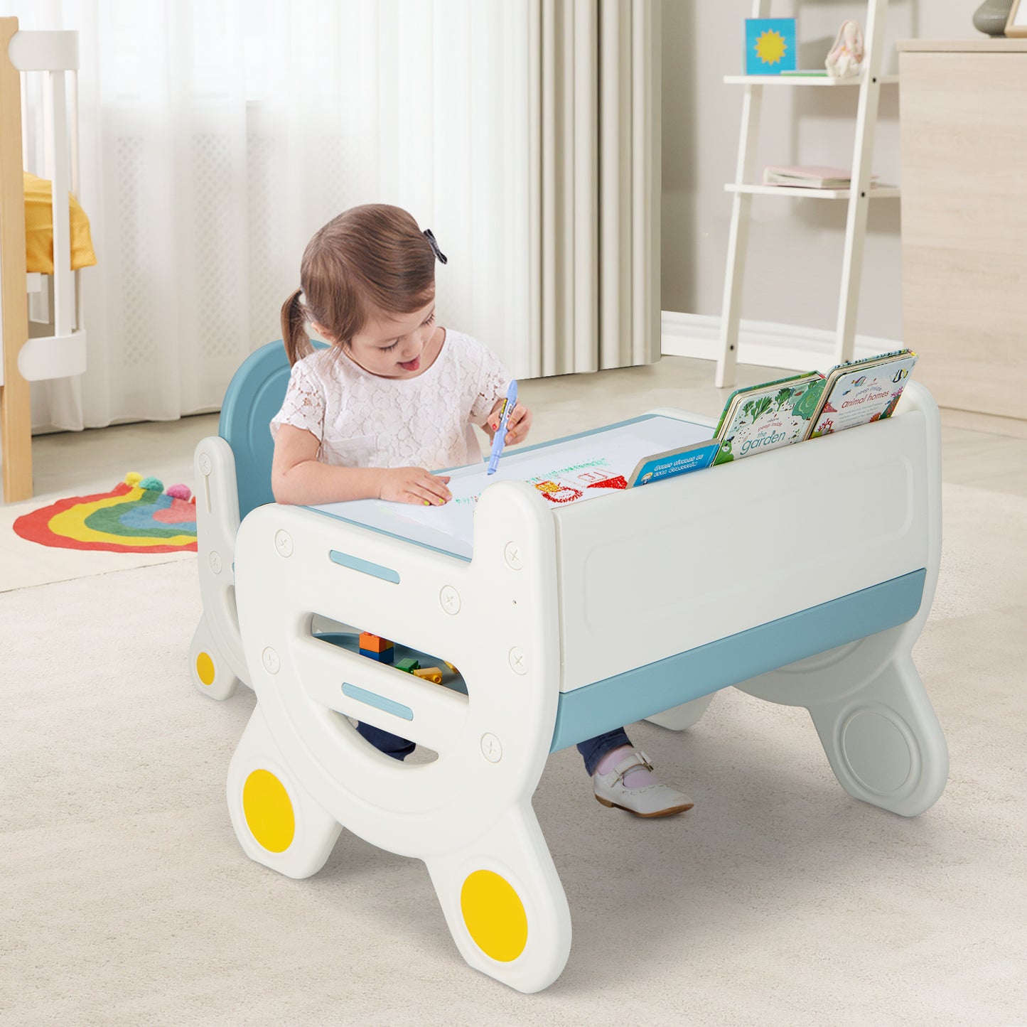 Kids Drawing Table and Chair Set with Watercolor Pens