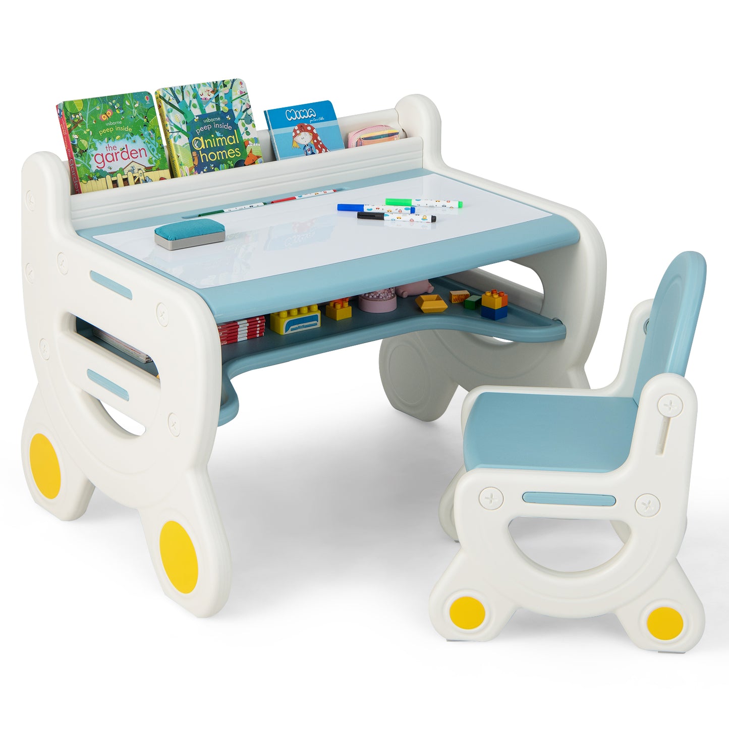 Kids Drawing Table and Chair Set with Watercolor Pens