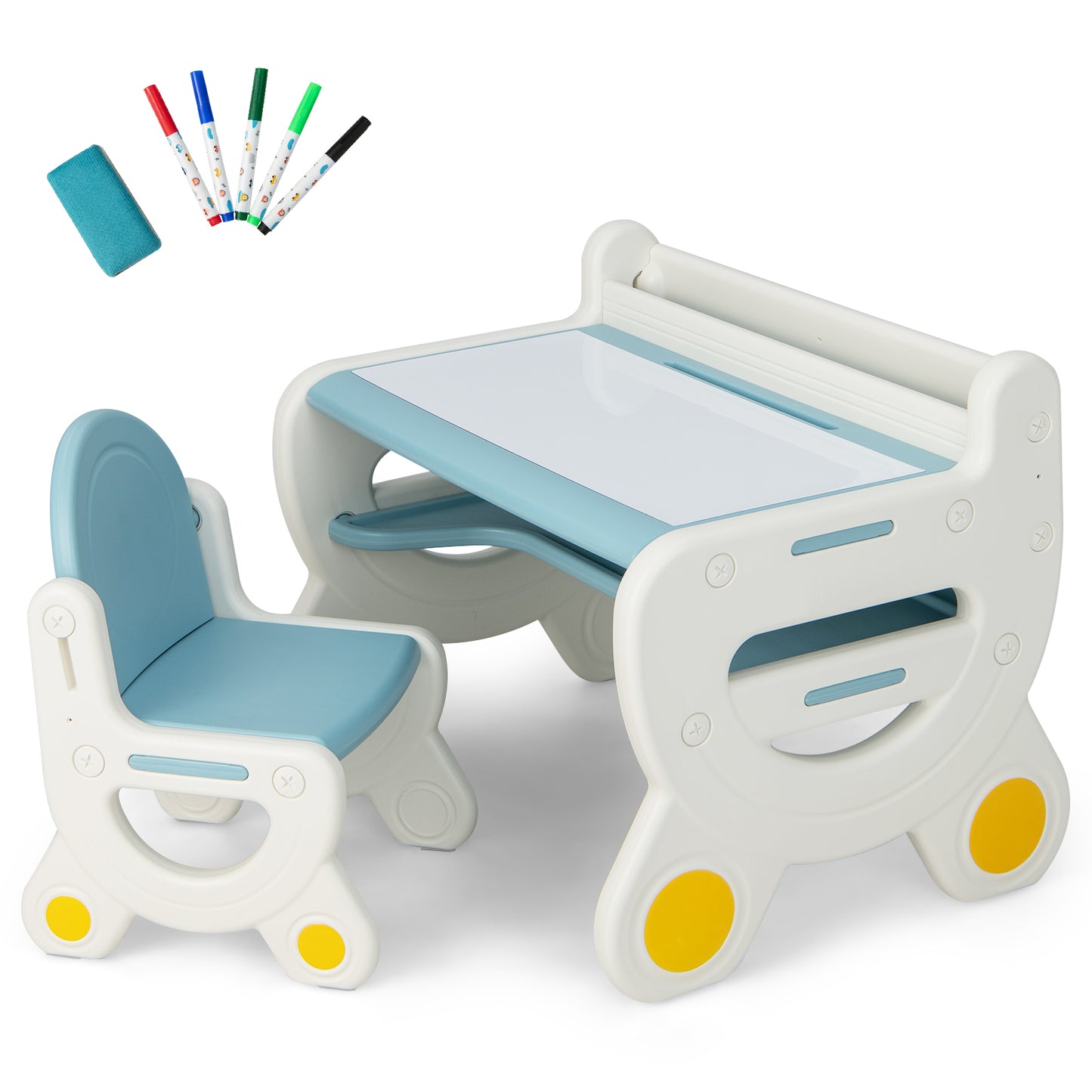 Kids Drawing Table and Chair Set with Watercolor Pens
