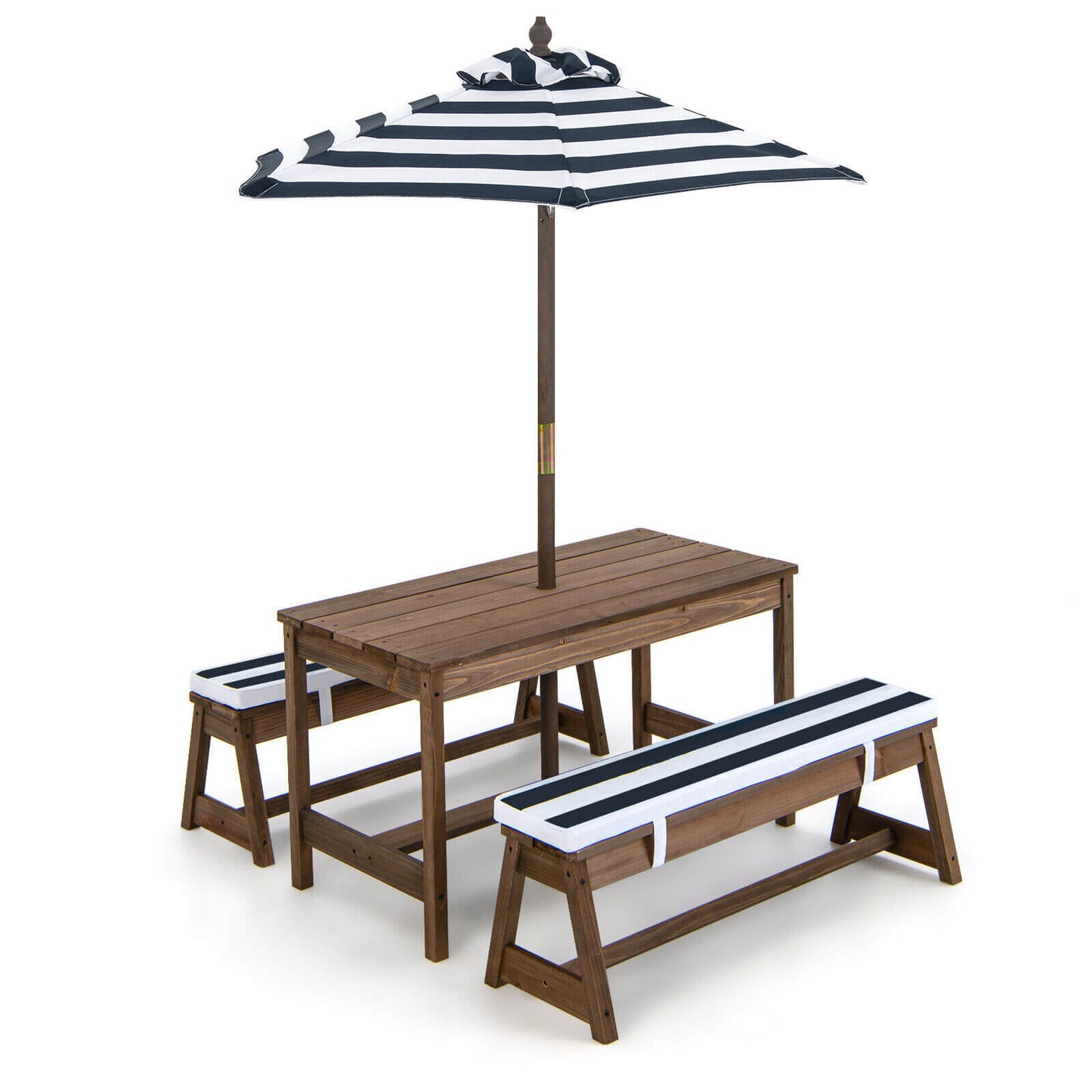 Kids Picnic Table and Bench Set with Umbrella and Cushions
