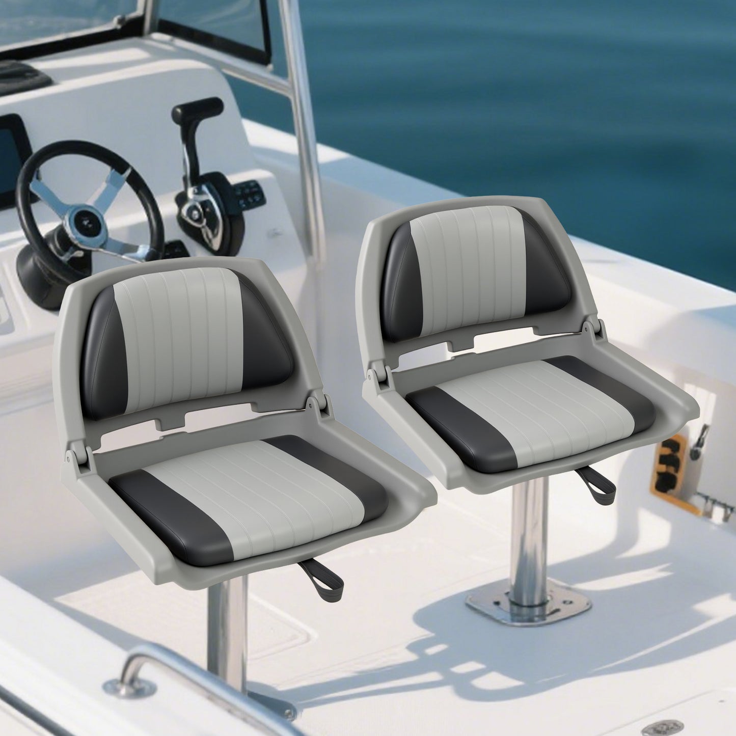 Folding Low Back Boat Seat with Marine-Grade PVC