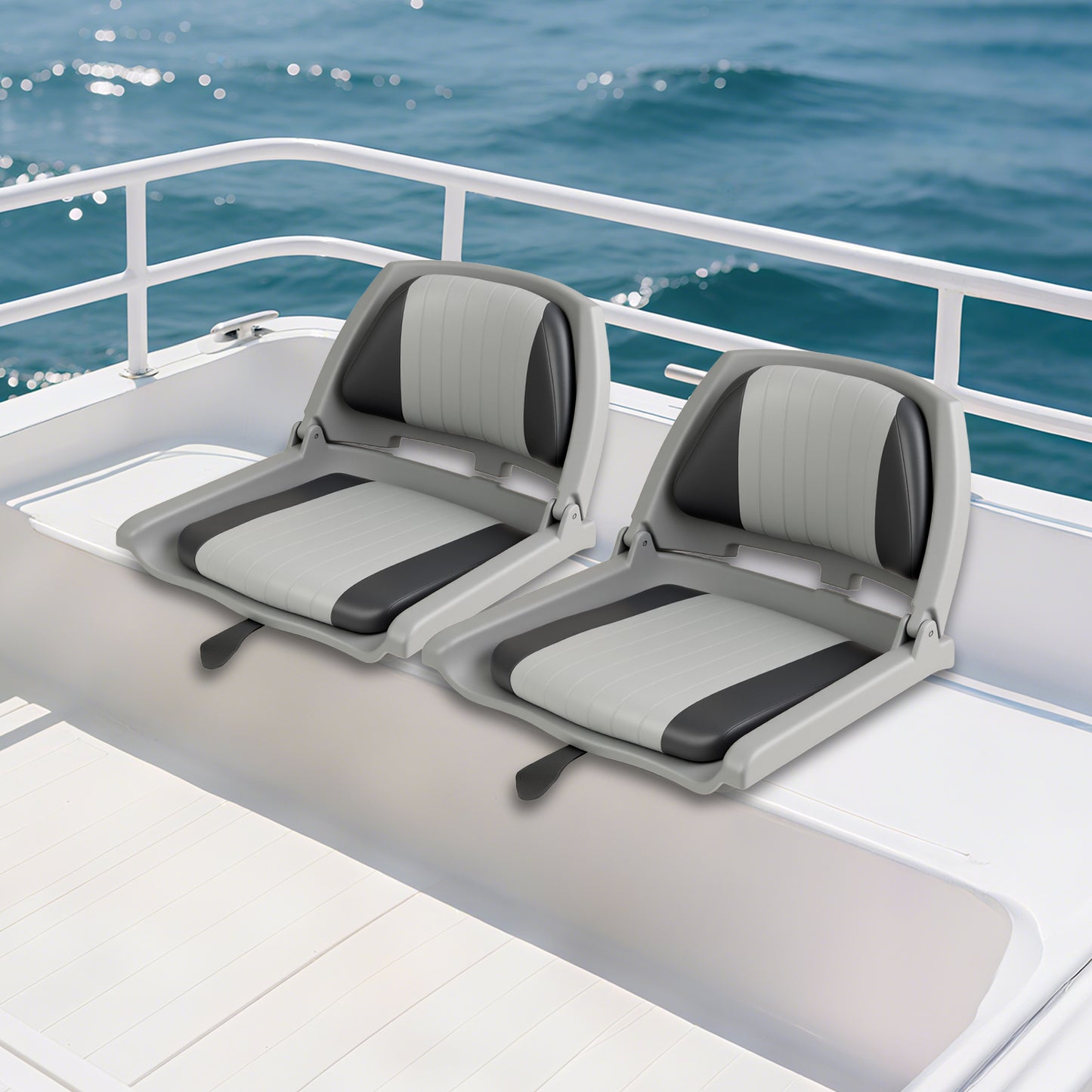 Folding Low Back Boat Seat with Marine-Grade PVC