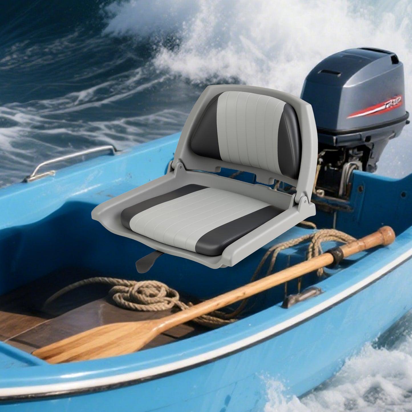 Folding Low Back Boat Seat with Marine-Grade PVC