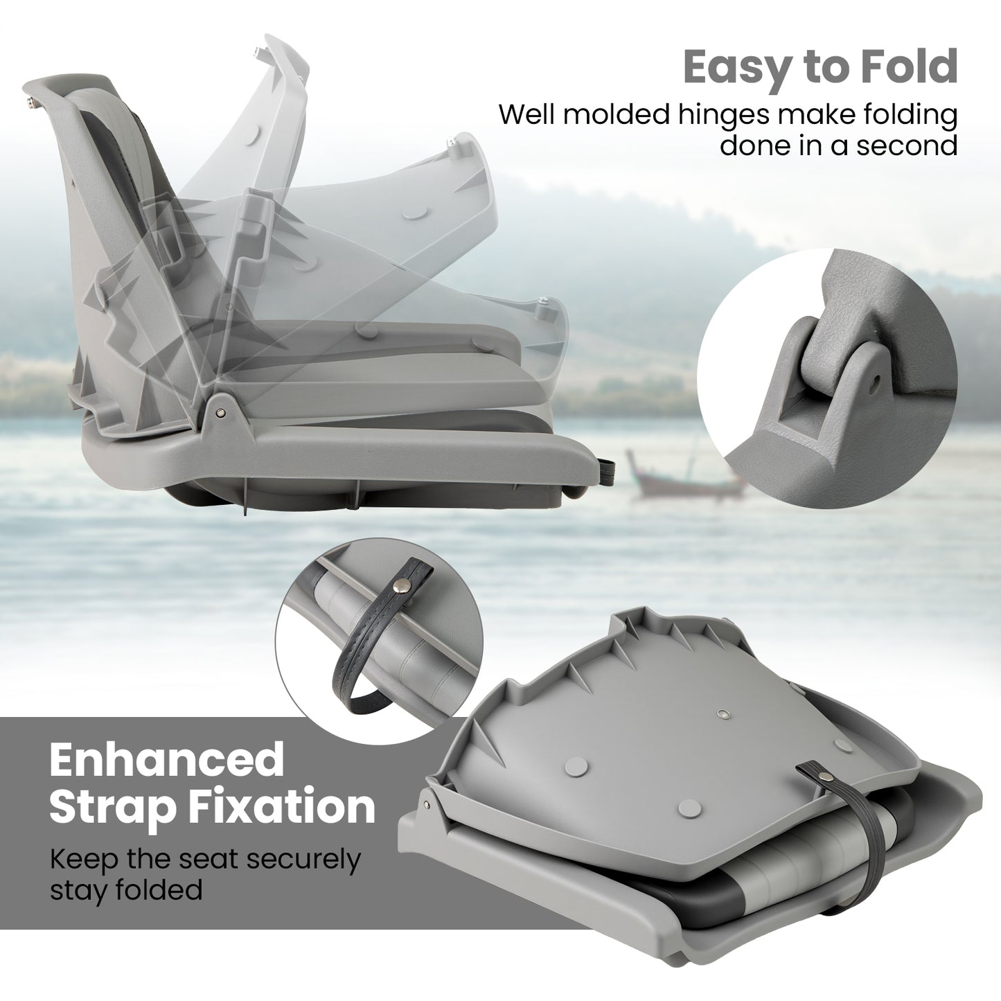 Folding Low Back Boat Seat with Marine-Grade PVC
